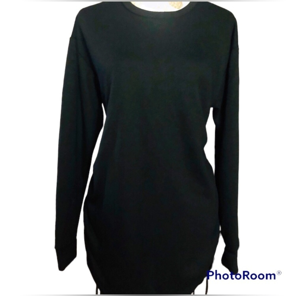 🌻 4/$25 - F21 Long Sleeve Black Casual Ruched Dress, Size Large NWOT